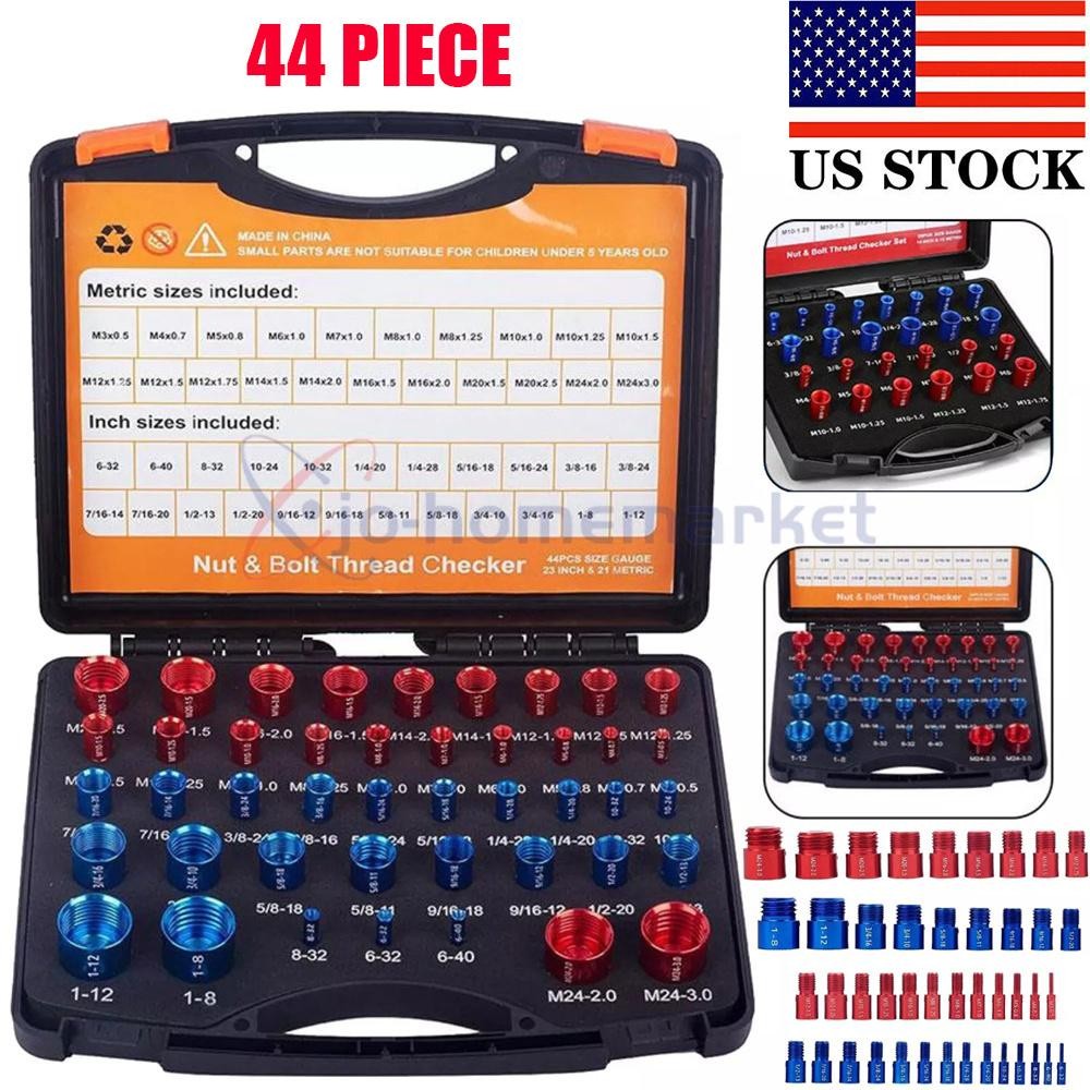 44pcs Inch & Metric Nut & Bolt Thread Checker Gauge Set