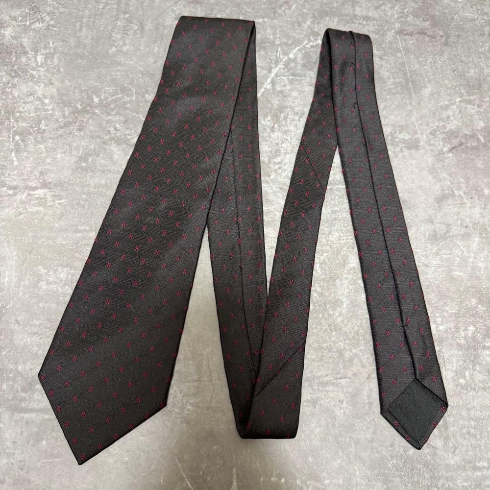 HERMES Tie Black Fasone H Pattern