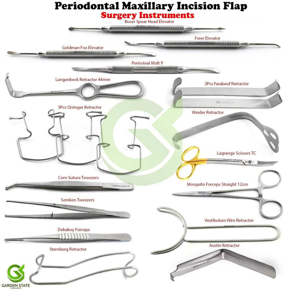 Periodontal Maxillary Surgery Elevators Perio Incision Flap Surgery Set