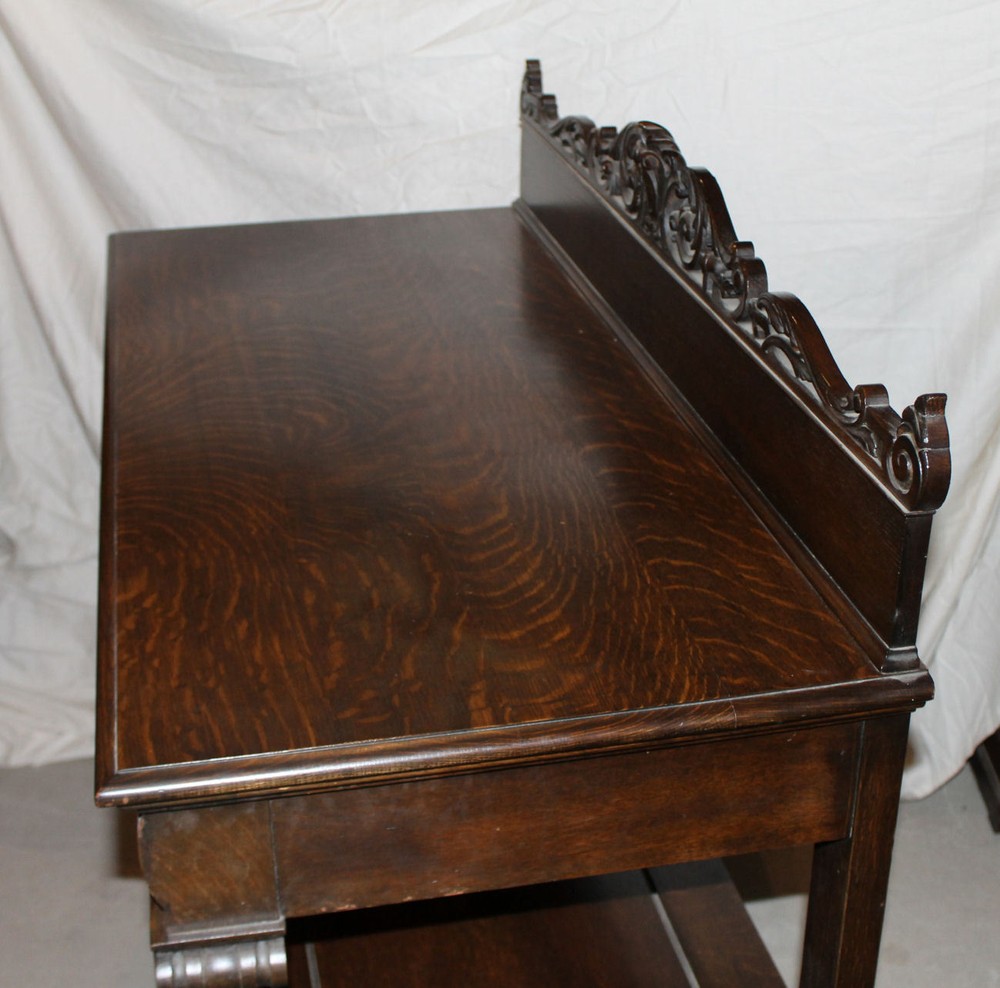 Antique Fancy Oak Server Buffet – highly carved