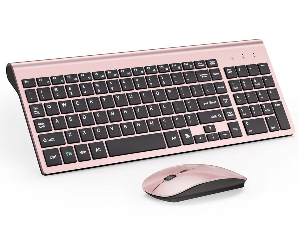 Ultra Silent Wireless Keyboard and Mouse Combo, Slim Compact Keyboard Mouse Set