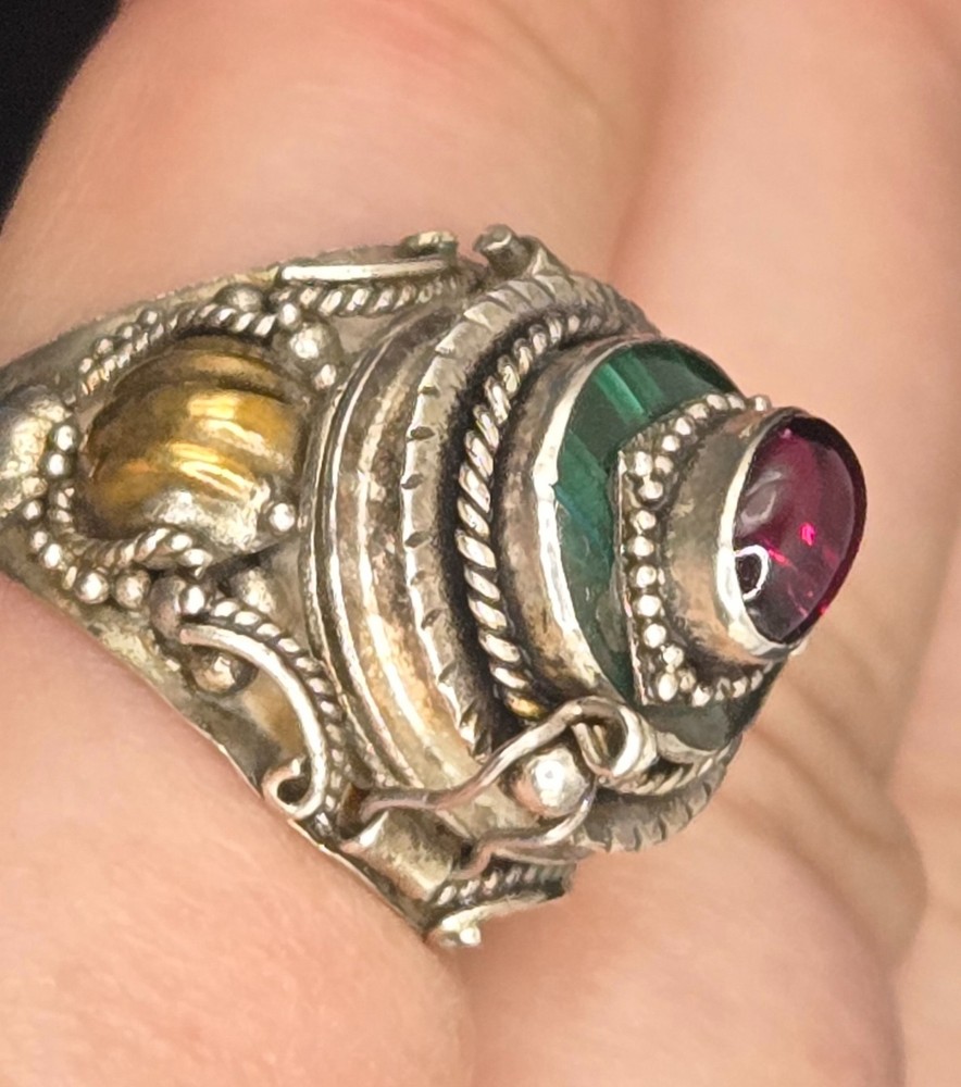 Vintage 925 Sterling Silver Poison Ring Size 5