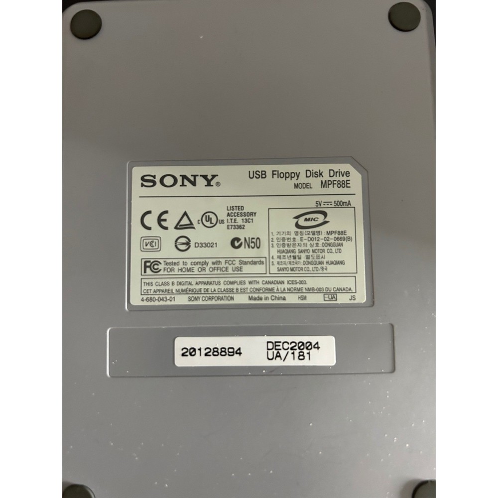 USB Floppy Disk Drive Good 2X Speed Sony MPF88E Computer Accessory Parts Only