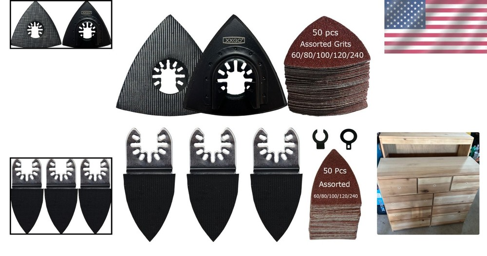 105-Piece Oscillating Multi Tool Sanding Kit with Triangle & Finger Pads