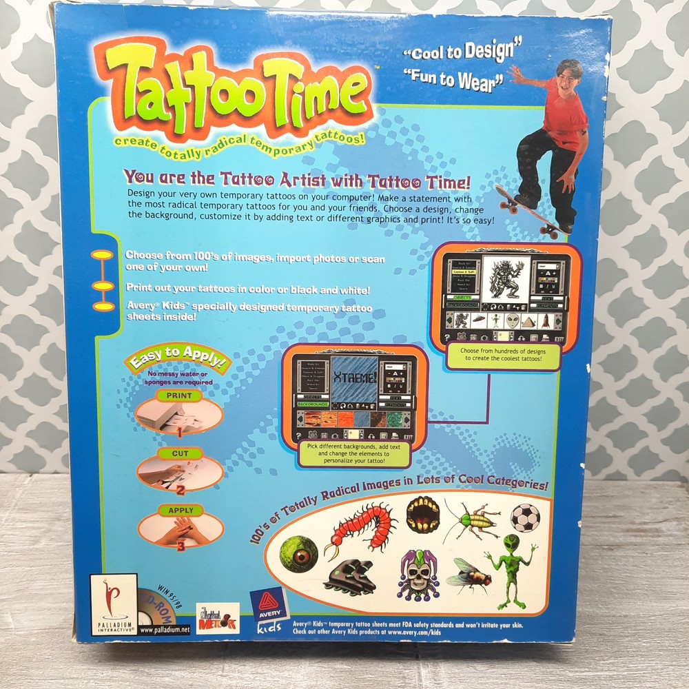 Vintage Tattoo Time Create and Print Temporary Tattoos Software Win 95/98
