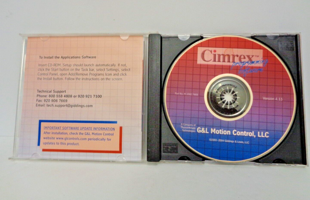 G&L MOTION CONTROLS M.1302.7868 VERSION 4.3 PROGRAMMING SOFTWARE