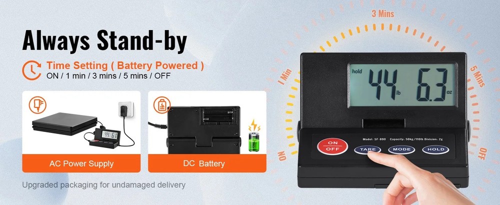 110lb Digital Shipping Scale Postal Package LCD Foldable Display AC/DC