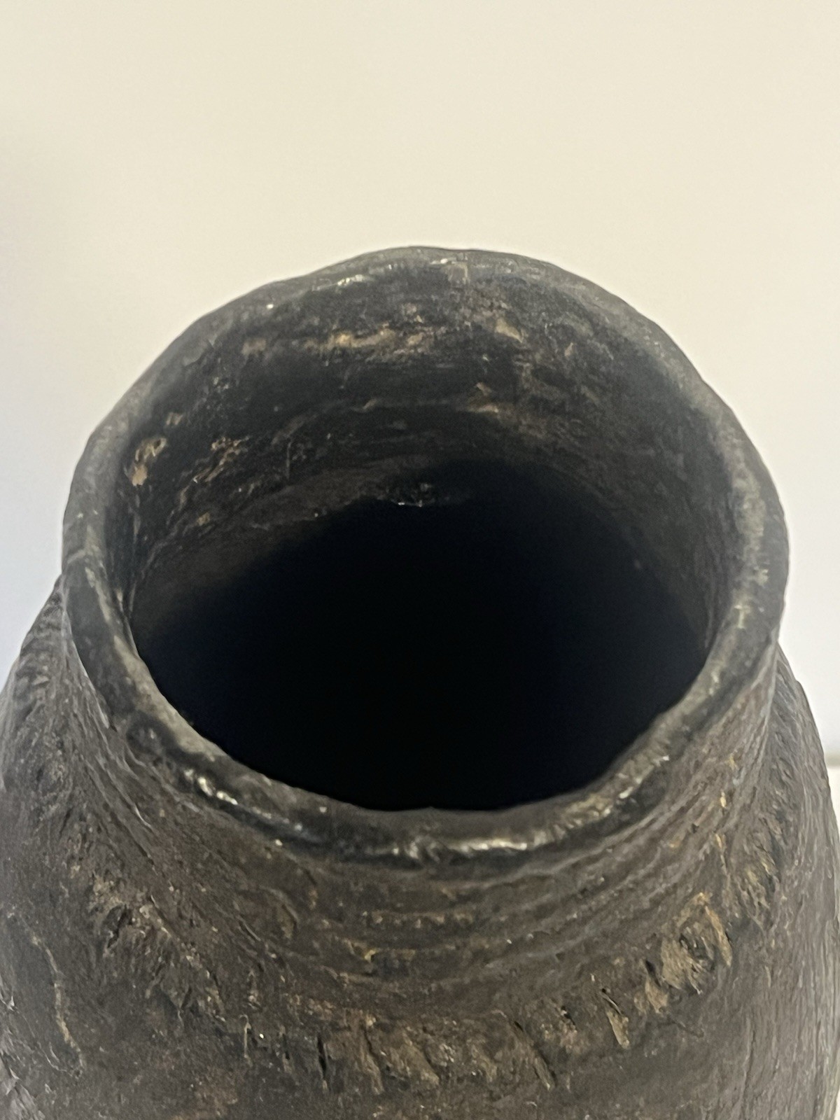 Antique Native American Indian Hand Made Clay Pottery Jug; with Stand