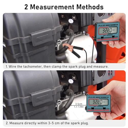 Digital Tachometer, 2 Stroke 4 Stroke Small Engine Tachometer, Blue+MODE+SET