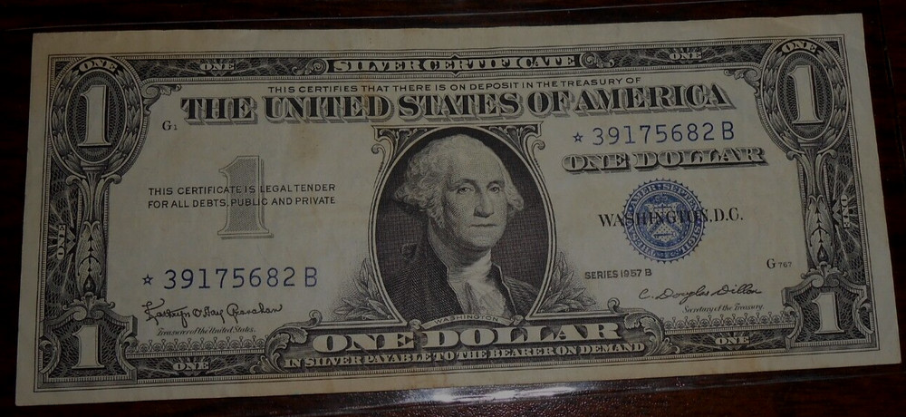1957 B Silver Certificate Star Note ABOUT UNCIRCULATED - * 39175682 B