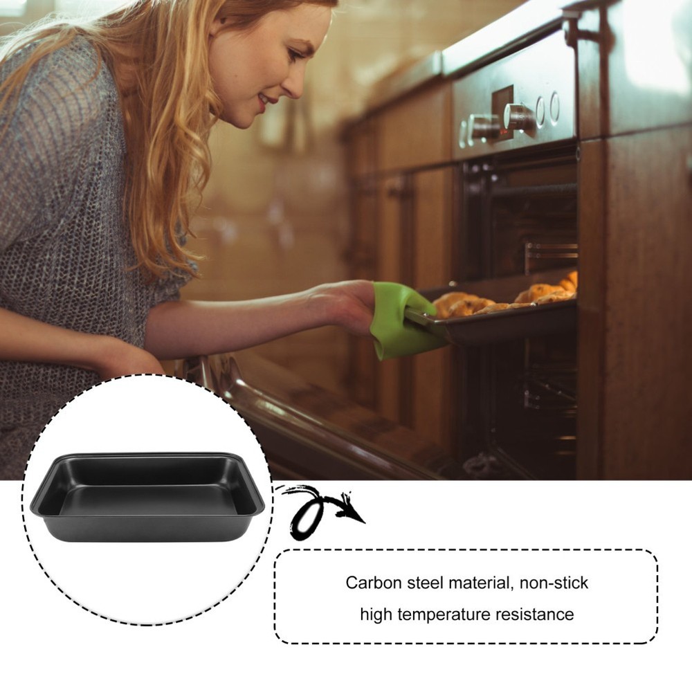 1Pc Baking Plate Bakeware BBQ Pan Practical Kitchen Food Container (Black)