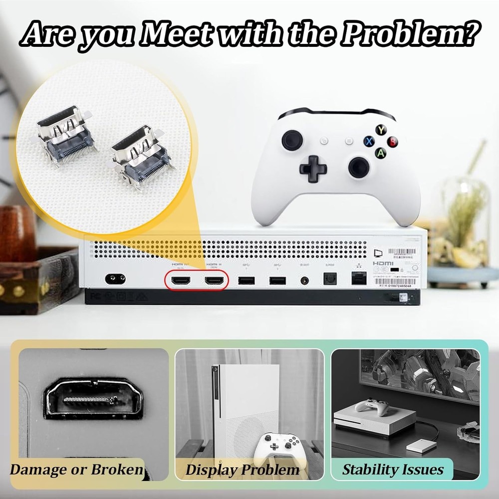 2Pack HDMI Port Replacement for Xbox One S Socket Jack Interface Connector fo...