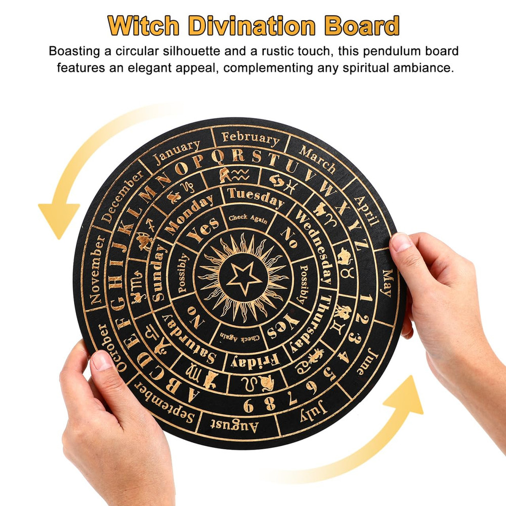 Star Pendulum Board, Large Wooden Dowsing Divination Board, Metaphysical Message