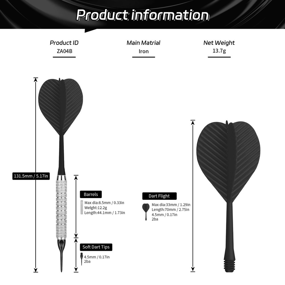 Plastic Tip Darts,12pcs Soft Darts Set with 100 Plastic Tips for Electronic D...