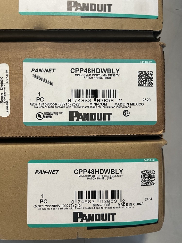 Panduit Mini-Com 48-Port High Density Patch Panel CPP48HDWBLY 1RU