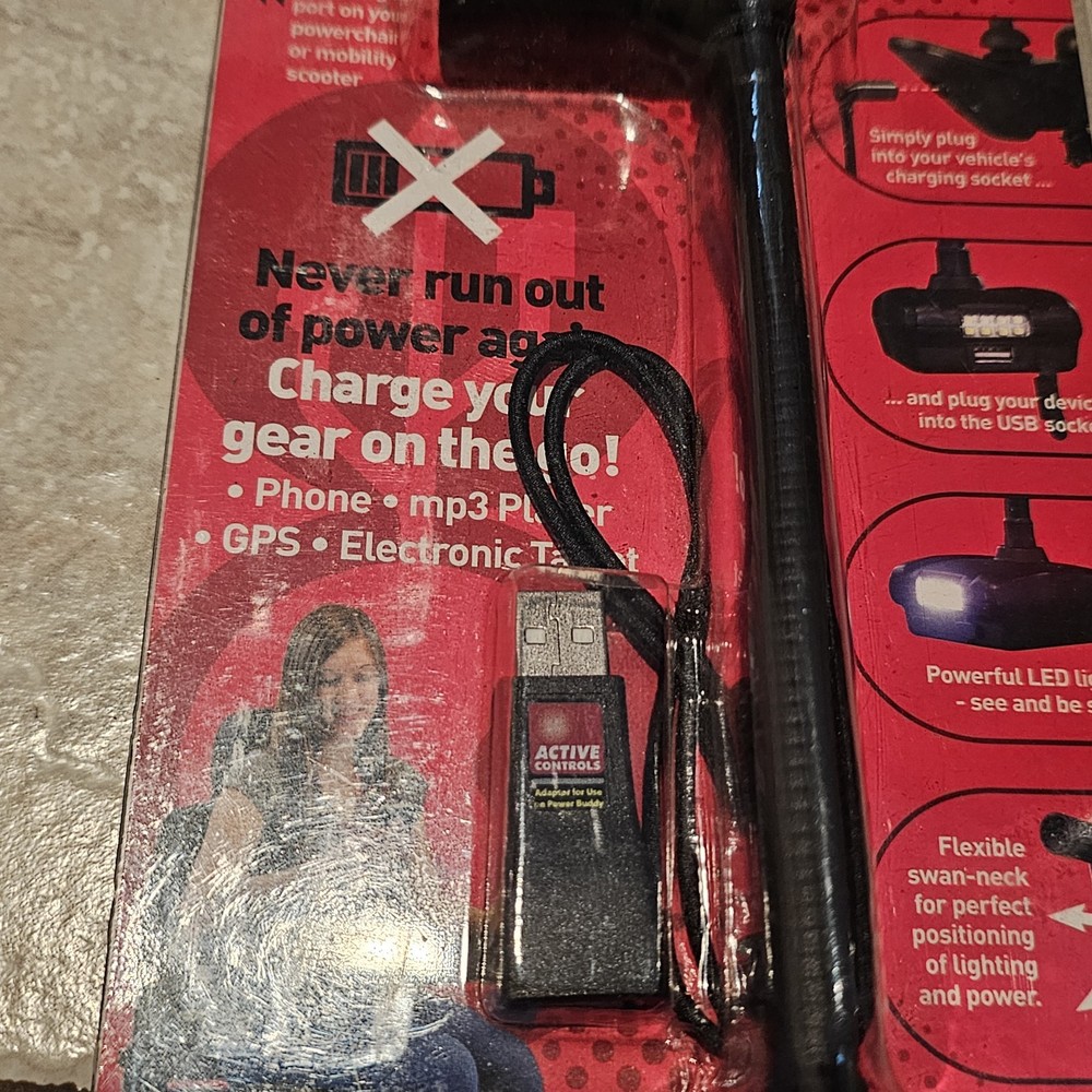 Active Controls Power Buddy - USB Charger and Guide Light for Powered Mobility