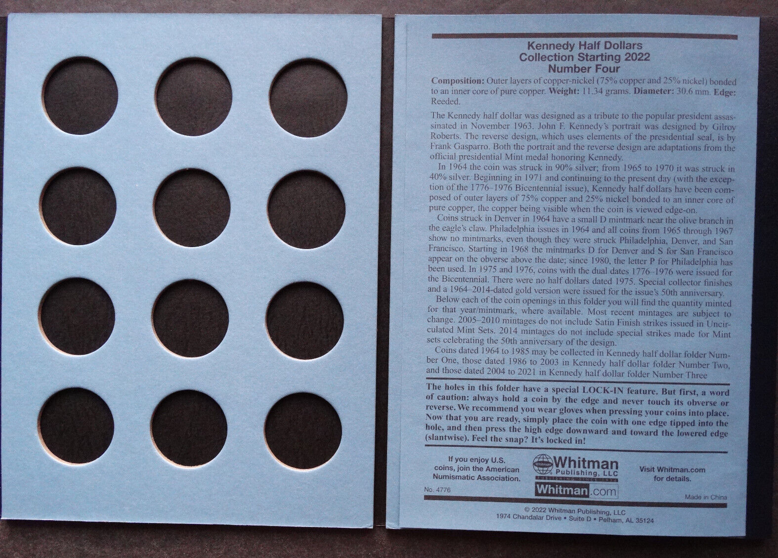 Set of 4 - Whitman Kennedy Half Dollar Coin Folders Number 1-4 1964-2025 Book