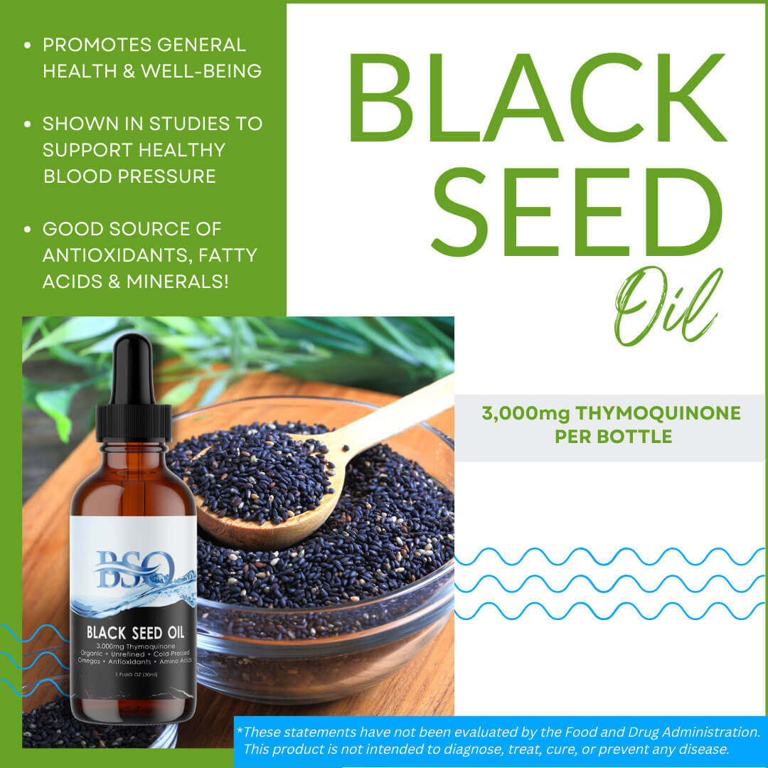 Black Seed Oil - Organic & Hexane Free. 3,000 mg Thymoquinone Per Bottle (5%)