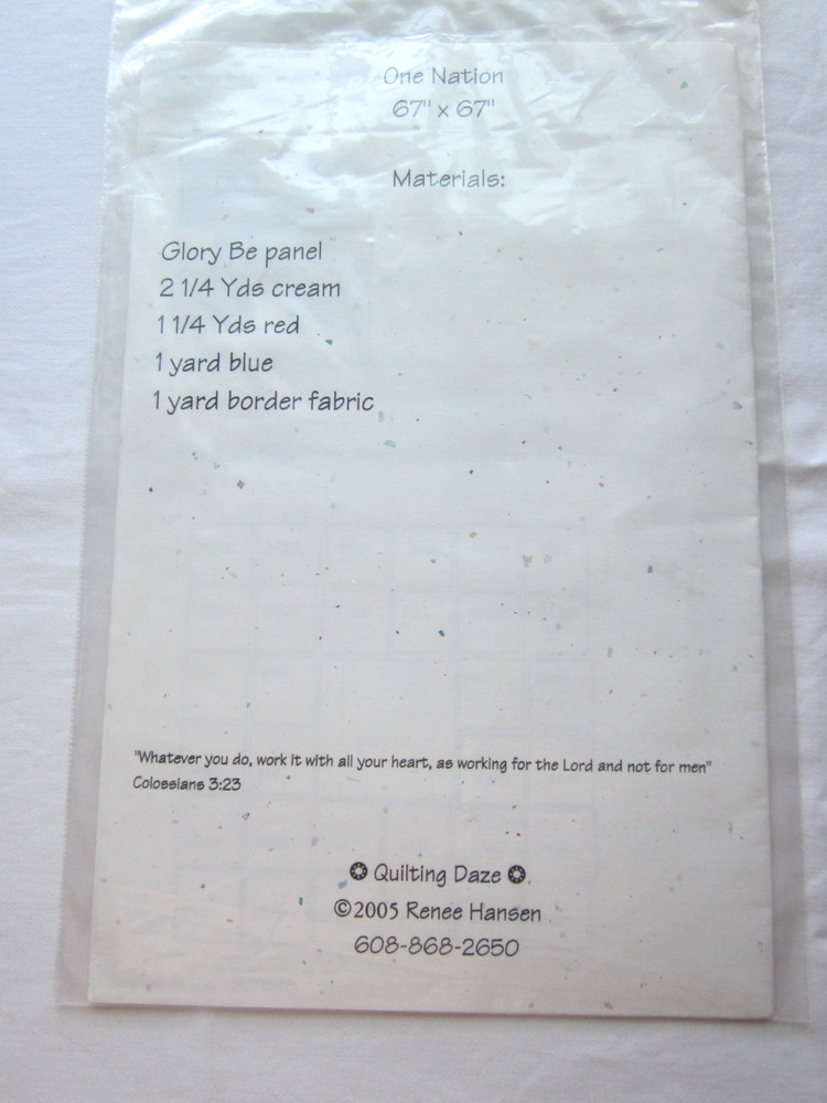 Quilting Daze Pattern - One Nation 67" x 67"