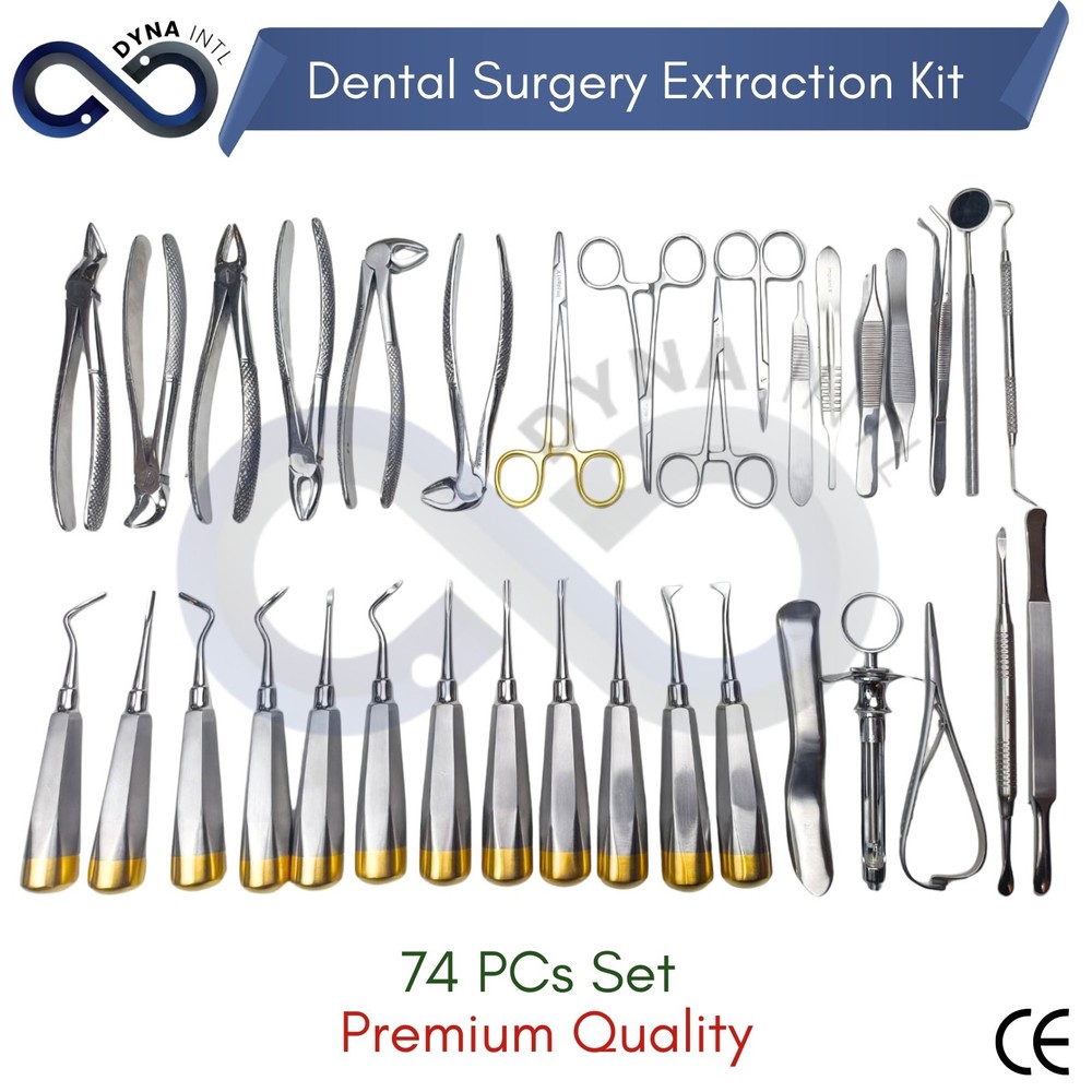 German 74 Pc Oral Dental Surgery Extracting Elevators Forceps Instrument Kit Set