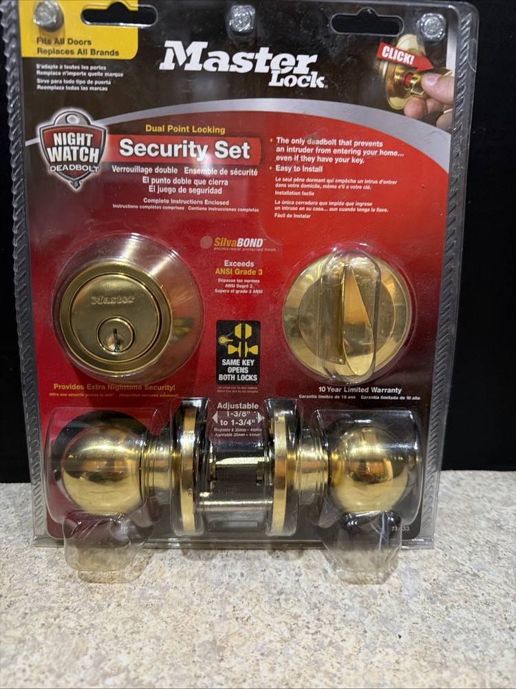 Master Lock Security Set Deadbolt 2 Pack Keyed Alike bright brass New