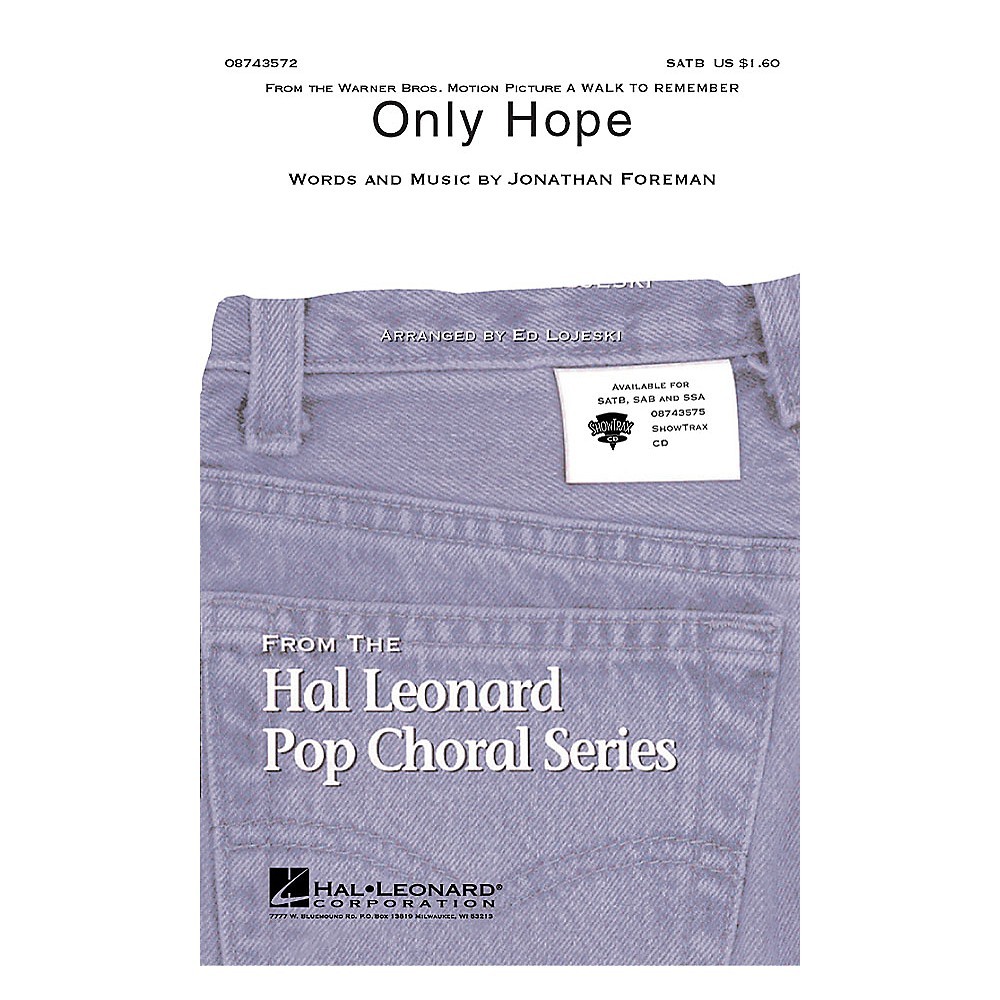 Only Hope (from A Walk to Remember) ShowTrax CD by Mandy Moore