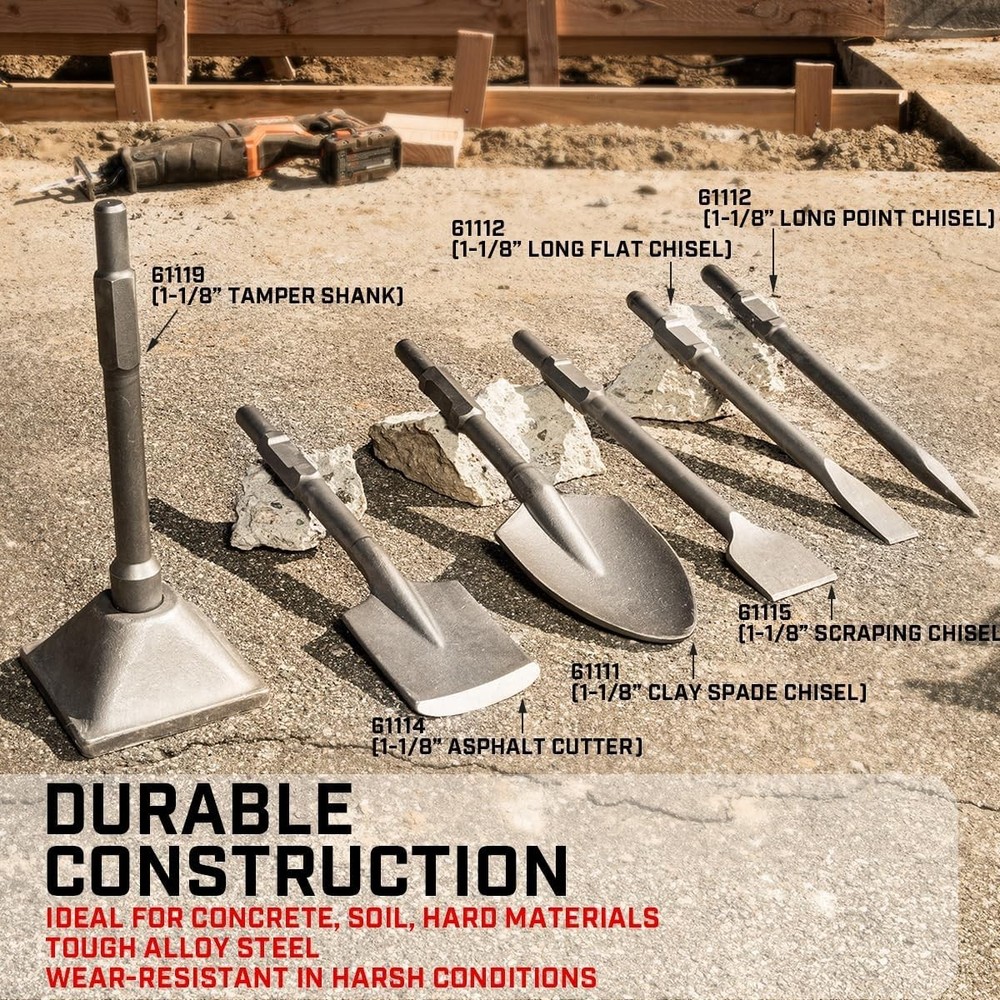 Versatile 12" Chisel Bit with Wide 3" Blade - Ideal for Tile and Masonry Removal