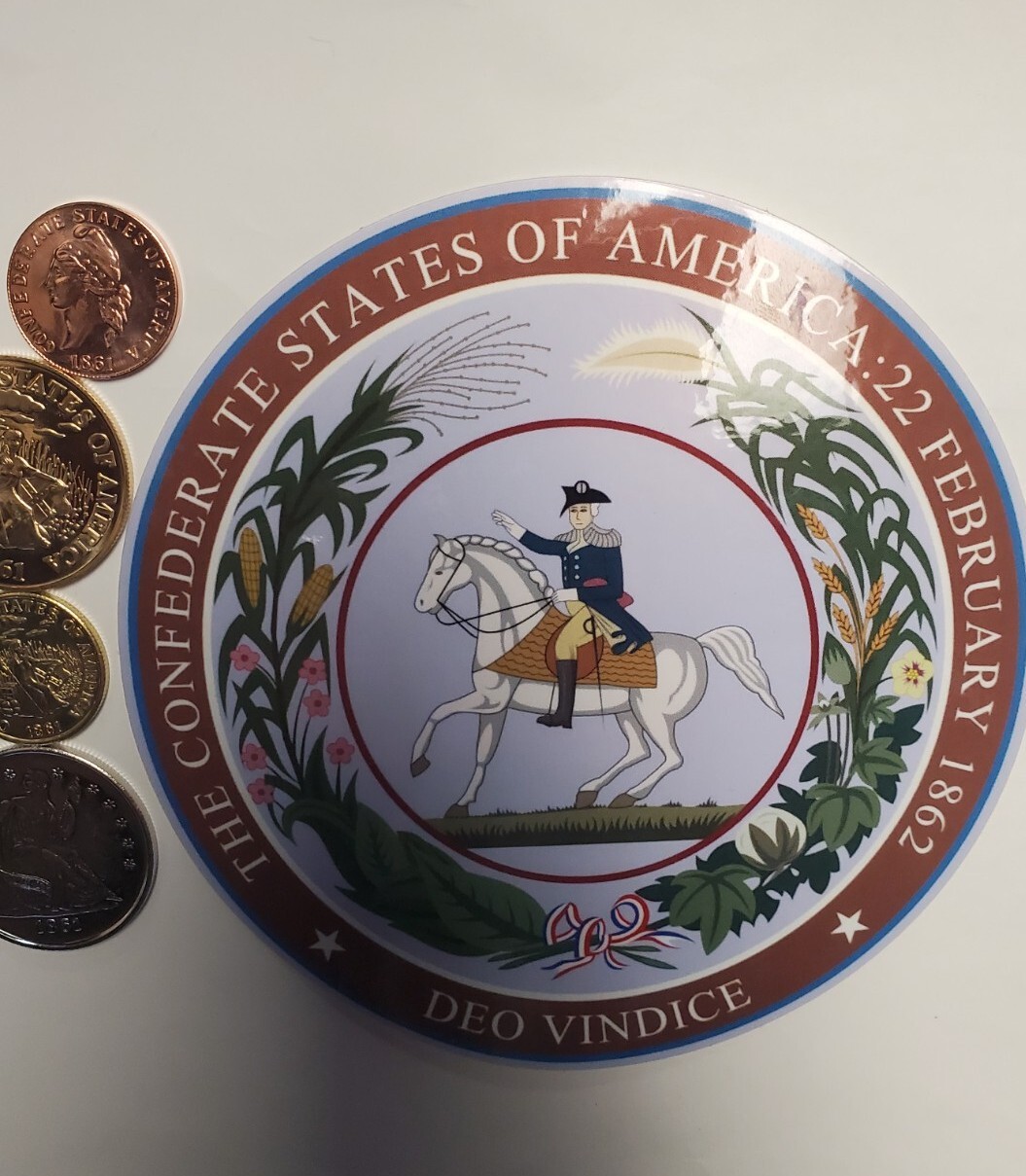 Seal of Confederate States of America C.S.A. 🇸🇴 HUGE 5" Decal & Coins