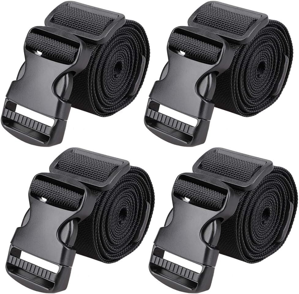 2 in x 9.5 ft Black Packing Straps with Secure Buckle Closure - Versatile Use
