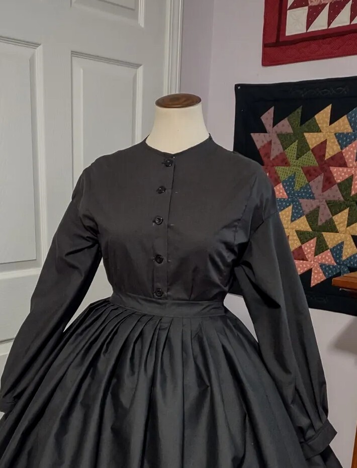 CIVIL WAR DRESS~VICTORIAN STYLE- CUSTOM BLACK MORNING HOOP SHIRT AND BLOUSE SET