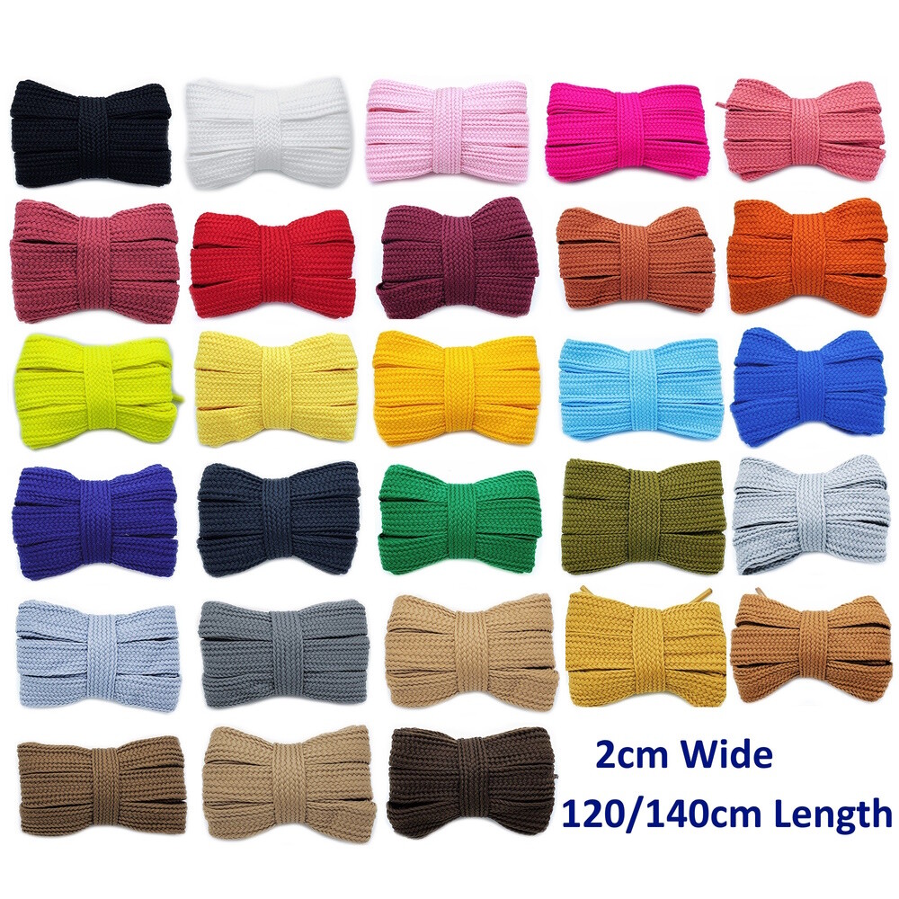 Fat Shoelaces Flat Wide 1cm/2cm 120/140/160cm Color Boot Shoe Laces Sneakers