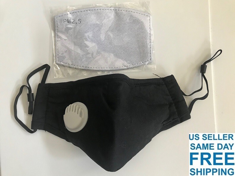 FACE MASK WASHABLE REUSABLE INCLUDES (2) PM2.5 FILTERS