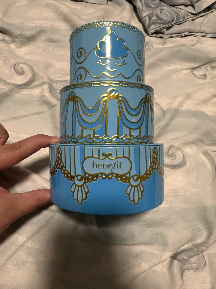 Benefit Makeup Cake Tin Container Blue - Goodie Gorgeous EMPTY