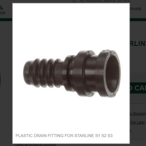 PLASTIC DRAIN FITTING FOR STARLINE S1 S2 S3 # 265-0017