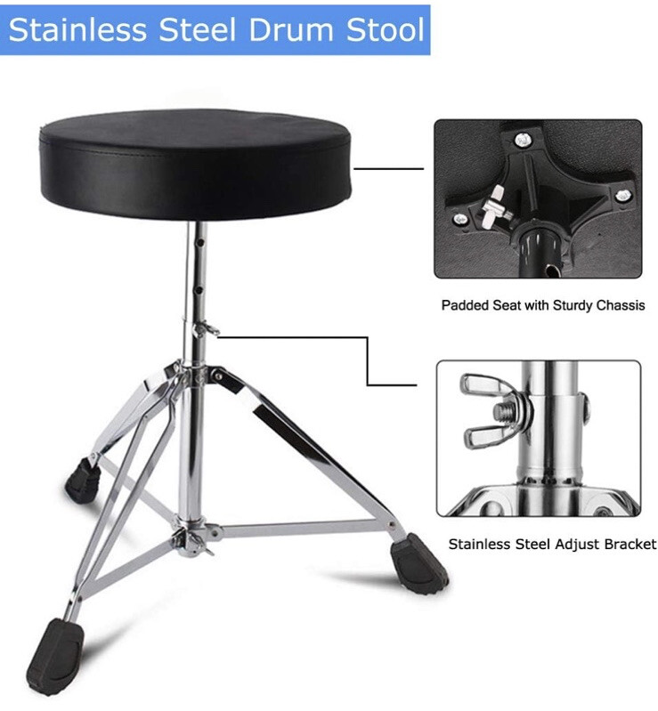 Drum Throne,Adjustable Height Tripod Stools,Portable Folding Padded with 5A Drum