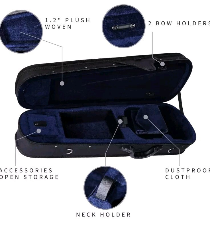 ADM 4/4 Full Size Beginner Violin Hard Case Basic Professional Triangular Shape