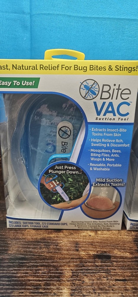 2 Bite Vac Suction Tool Relief Bug Bites and Stings Remove Stinger/Toxins Safely