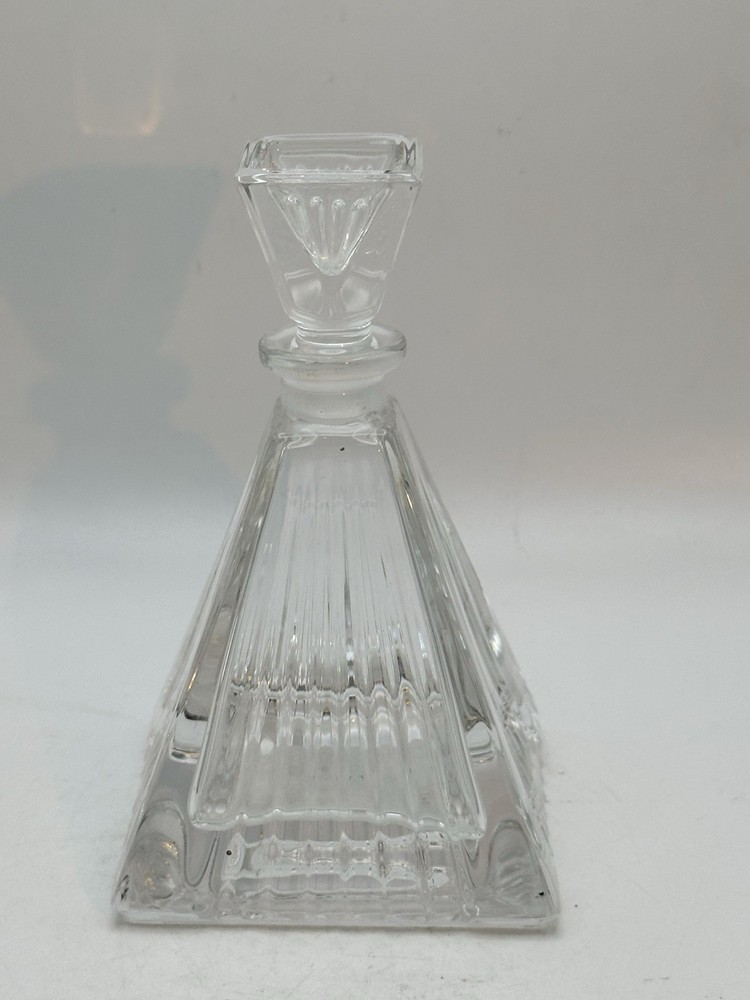 Art Deco Leaded Crystal Triangular Perfume Bottle With Stopper