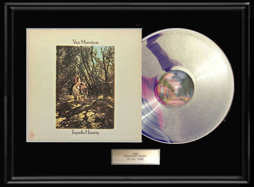 VAN MORRISON TUPELO HONEY FRAMED LP WHITE GOLD SILVER PLATINUM TONED RECORD