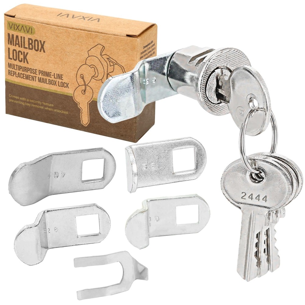 Vixavi Universal Mailbox Lock Replacement Set with 4 Keys Silver