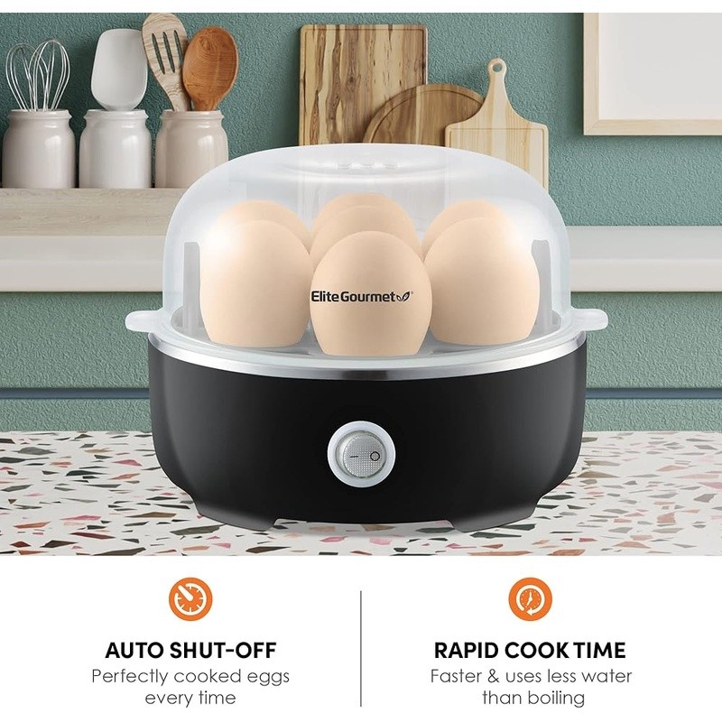 7 Egg Cookers Egg Boiler Steamer Timer Auto Shut Off Easy Use Compact Kitchen