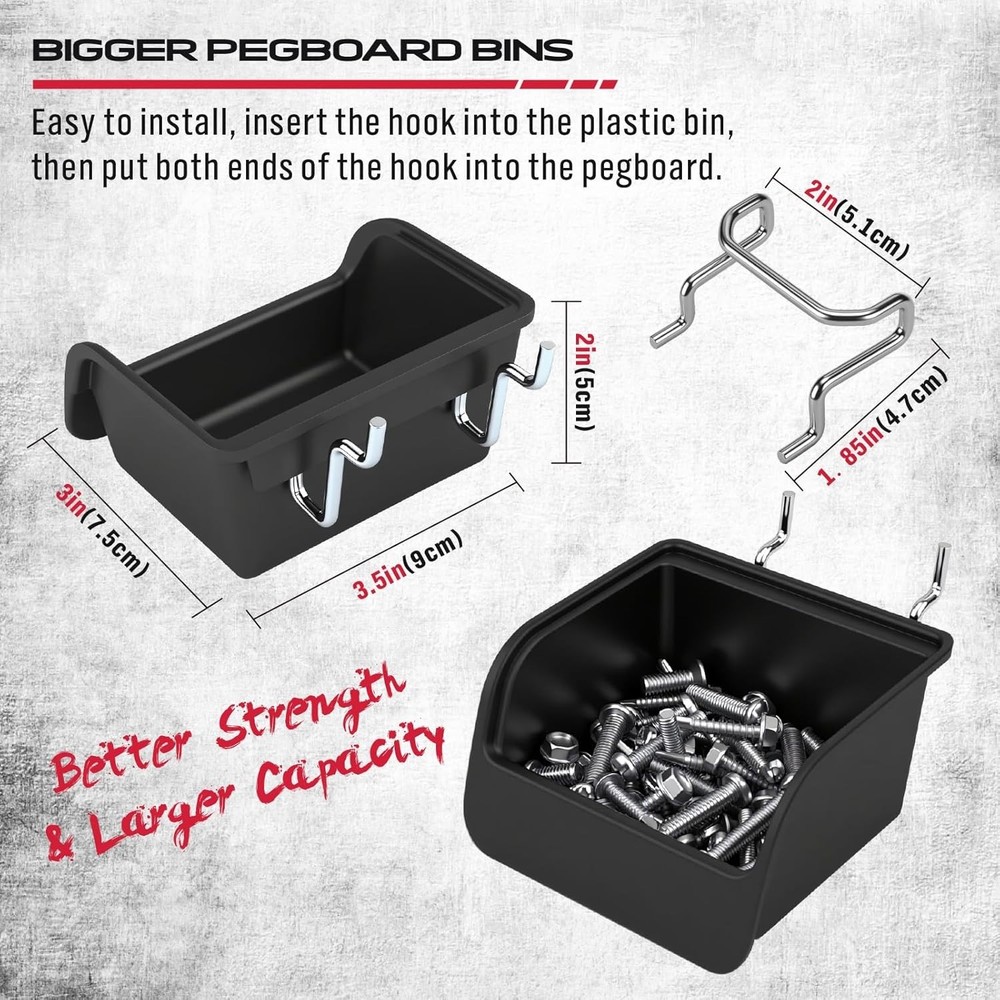 Efficient 121-Piece Pegboard Set with 13 Hook Types and Rust-Resistant Finish