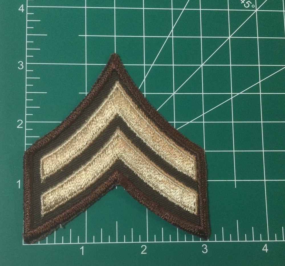 (2) Corporal Chevron Patch - 2 stripes Brown / Tan / Dark Brown - Parks 101