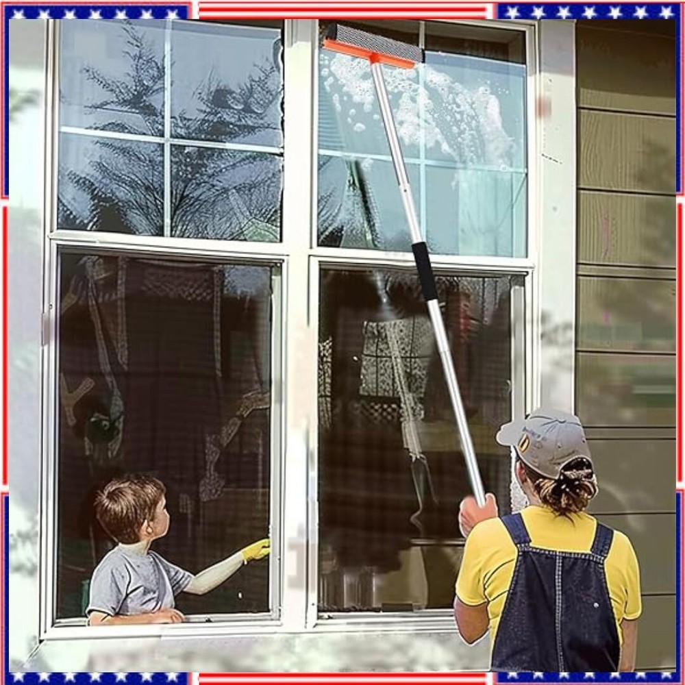 Windshield Cleaner Tool 2 in 1 Car Window Squeegee with Extendable Handle