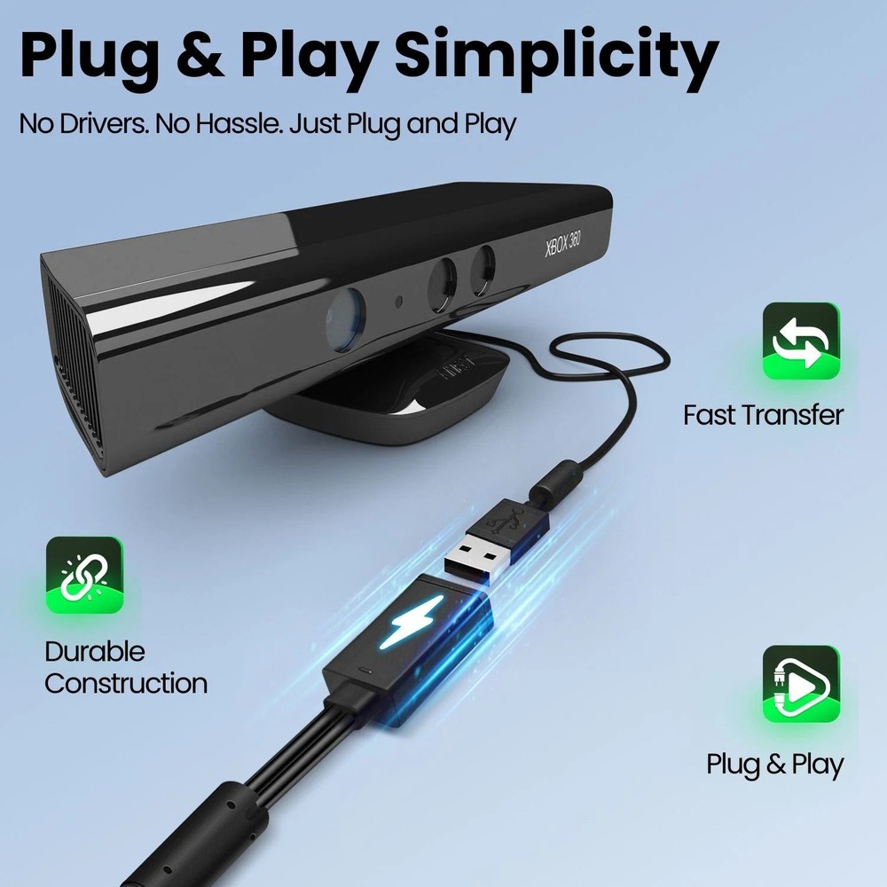 Power Adapter Supply Cord USB Cable for Kinect For Microsoft Xbox 360 Kinect