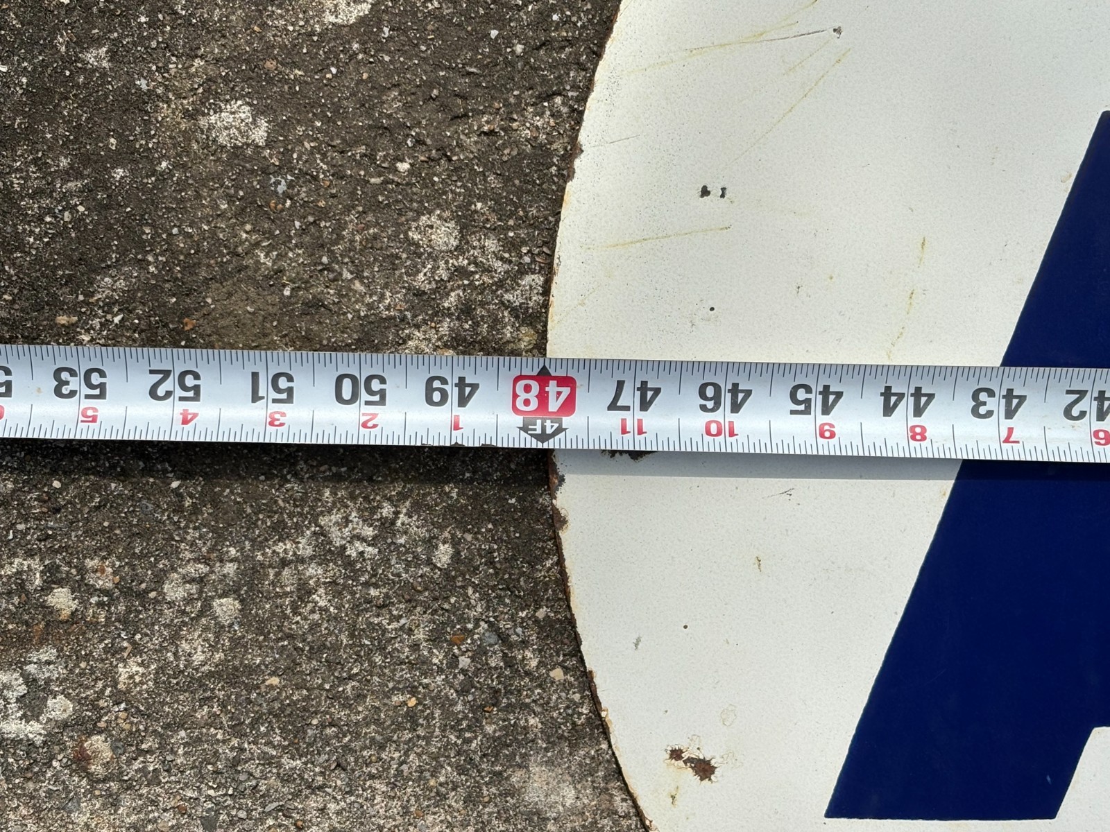 ORIGINAL 1950's "AMOCO GASOLINE" LARGE DOUBLE SIDED PORCELAIN DEALER SIGN, NICE