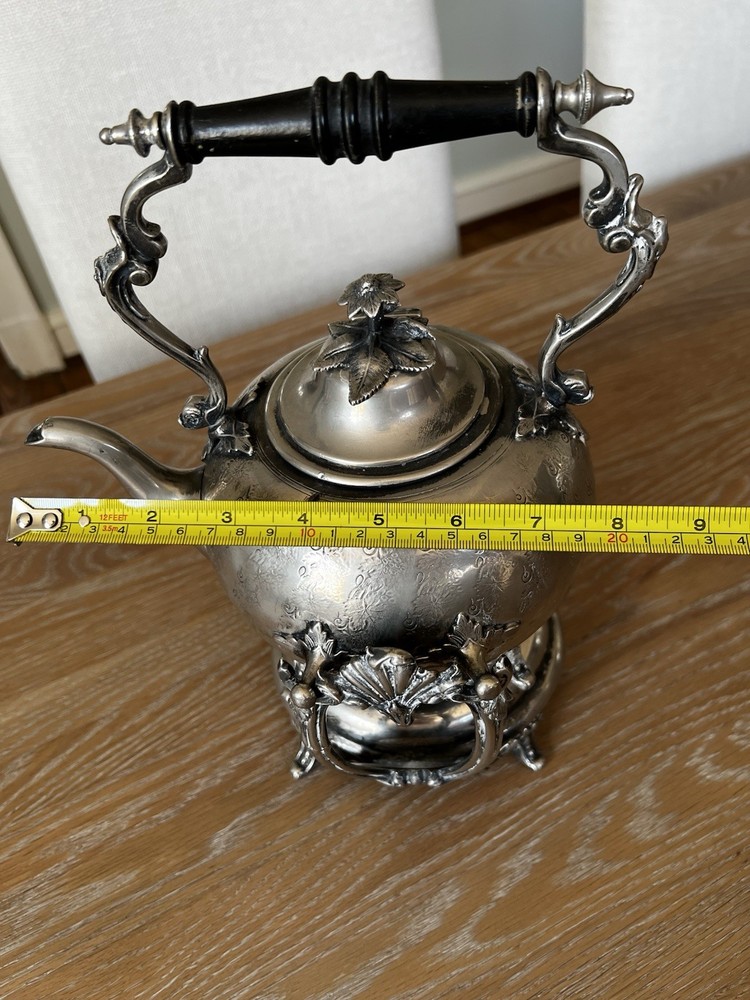 JD & Co Tea Pot Spirit Kettle Burner Wick Silver Plate