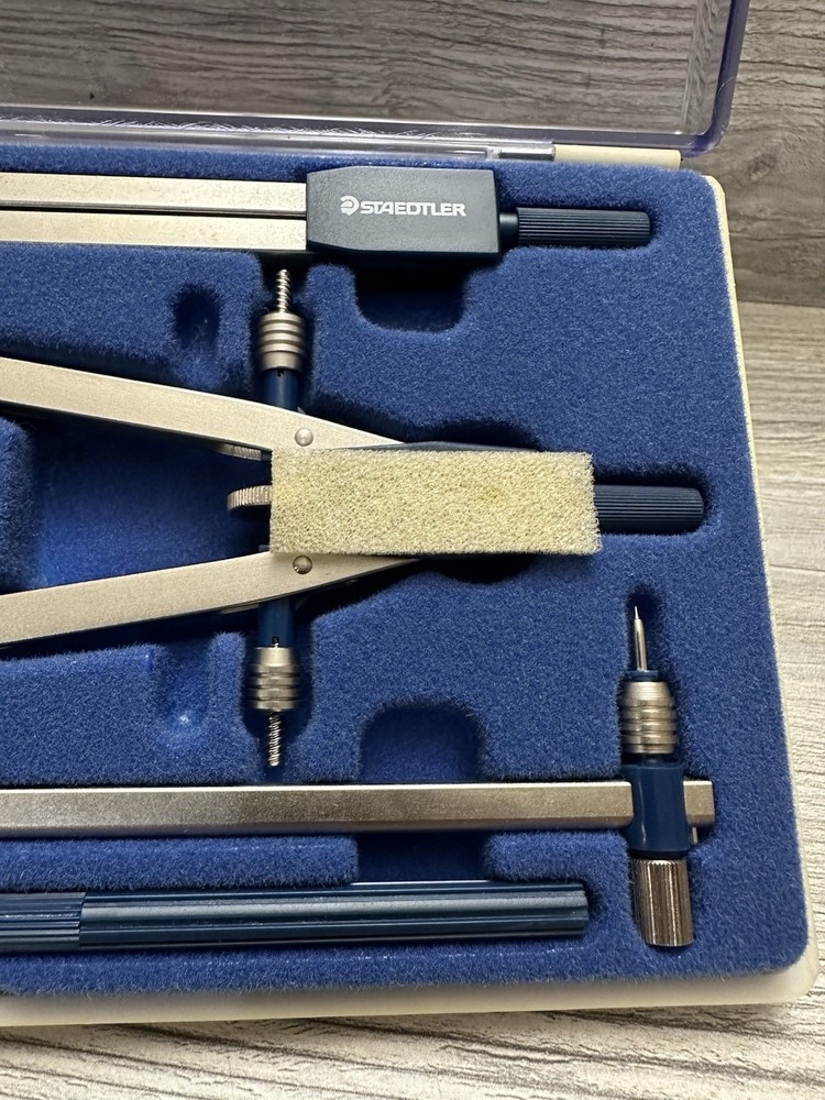 COMPLETE 7 Piece Vintage Staedtler MARS SUPERBOW Compass Set Germany