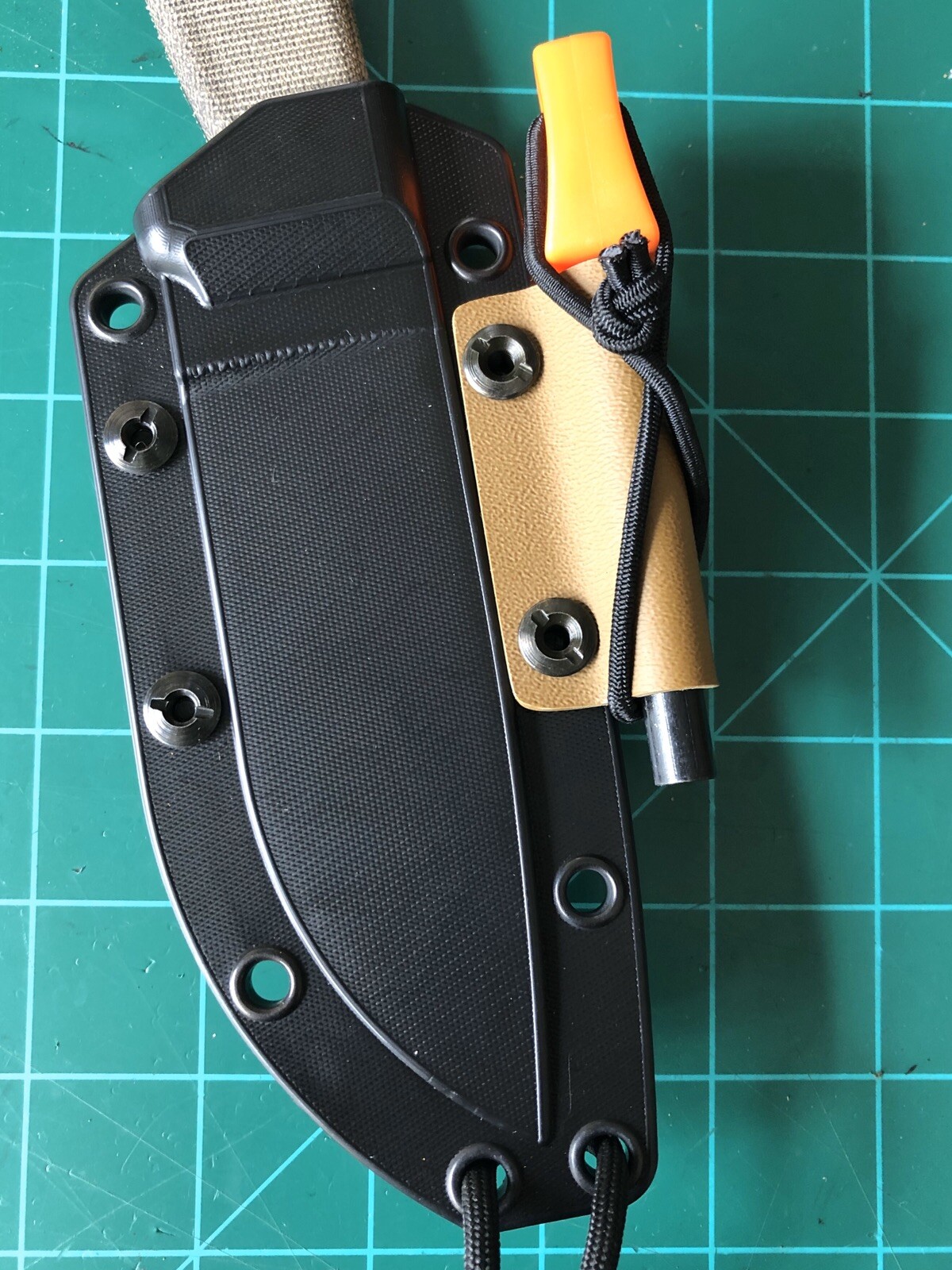 5/16 Ferro Rod Loop For Ka-Bar BK2 & Esee Color Is Black, Includes Chicago Screw