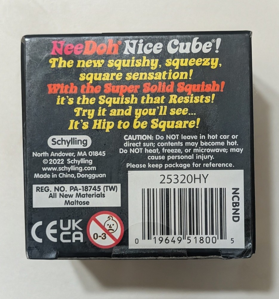 Needoh Nice Cube Purple Sensory Squeeze Toy with Super Solid Squish - 2.25" Cube